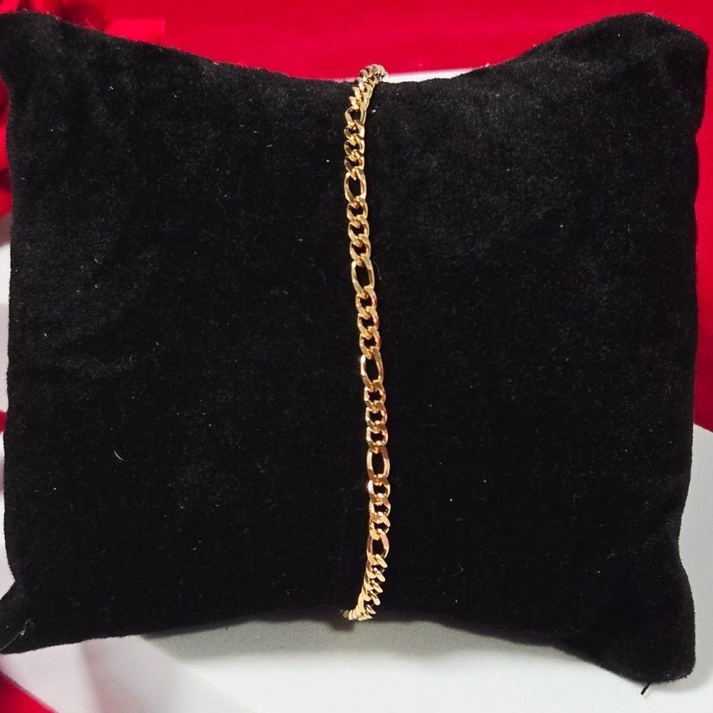 Gold Figaro Chain Bracelet 2mm Stainless Steel Unisex Classic Minimalist Jewelry